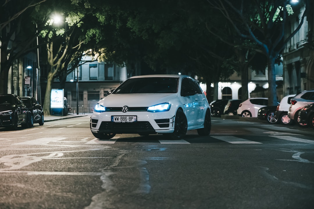 a white car on a street