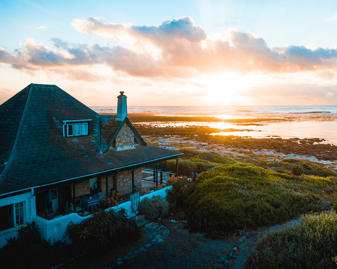 aerial photo of house near calm body of water