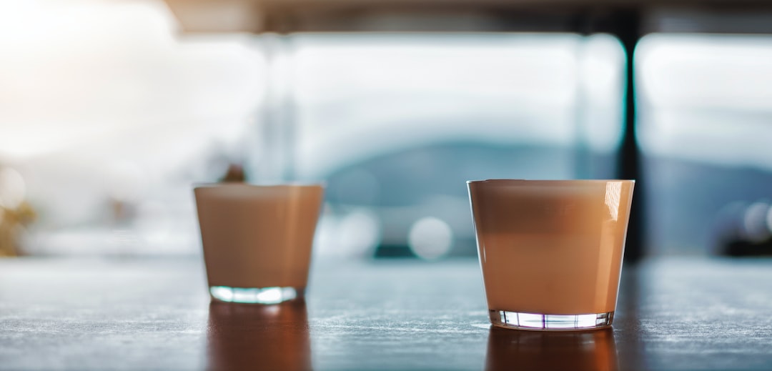 brown drinking glass on table