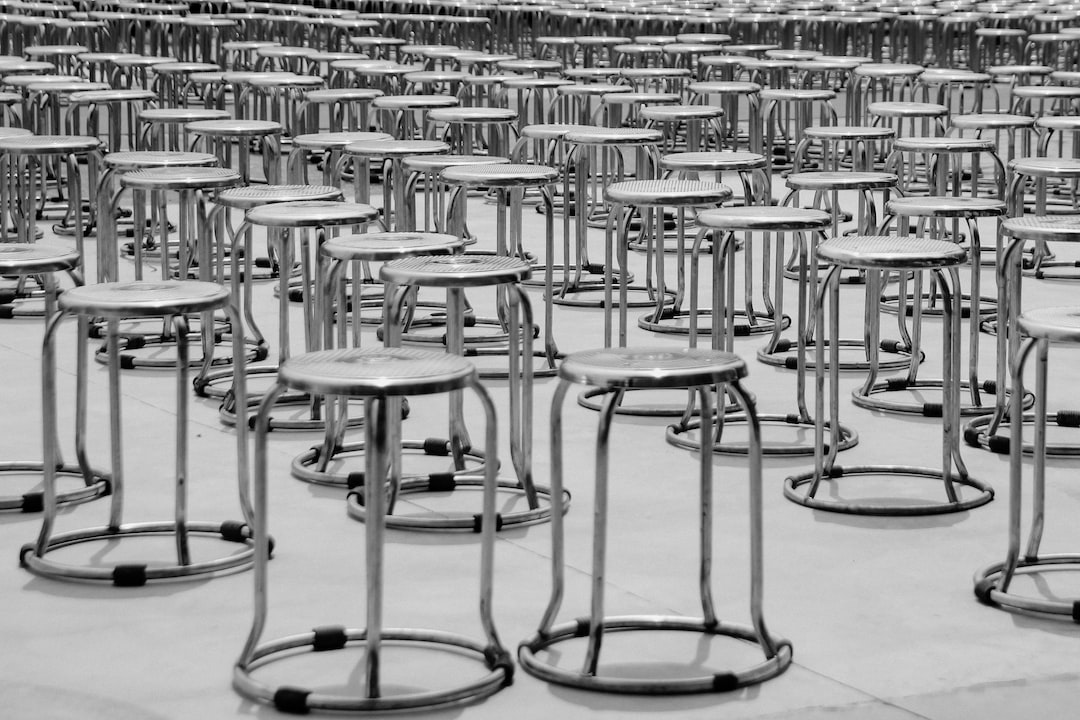 a group of black and white chairs