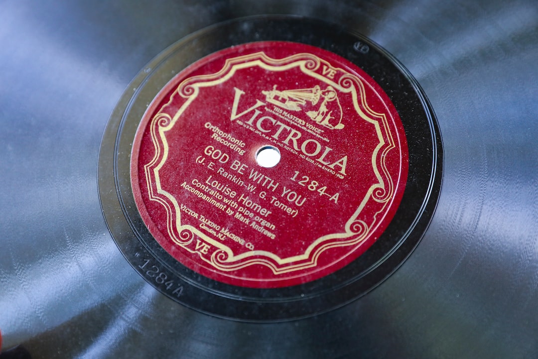 a record with a red label on it