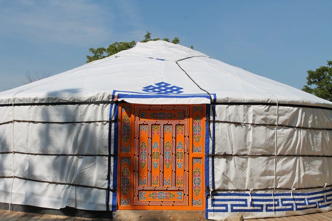 a building with a large white roof