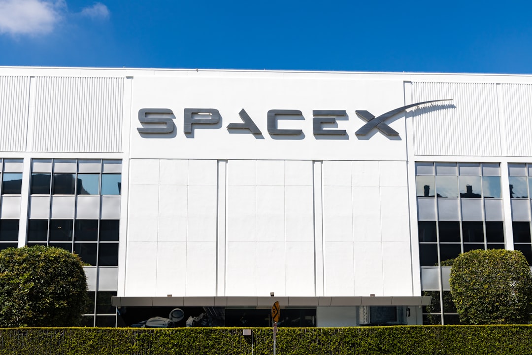 a building with a sign that says spacex on it