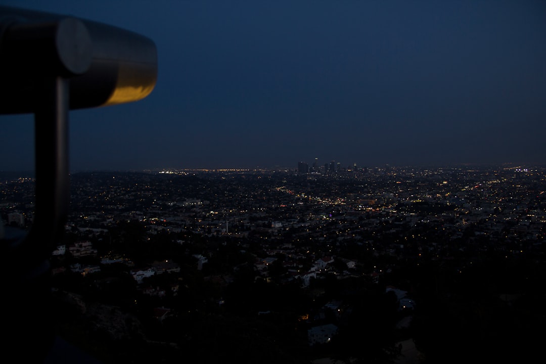 city skyline during night time